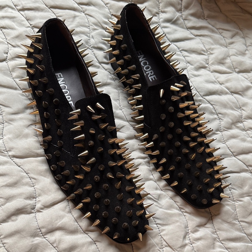 Encore Jeans Black and Gold Studded Men's Loafers